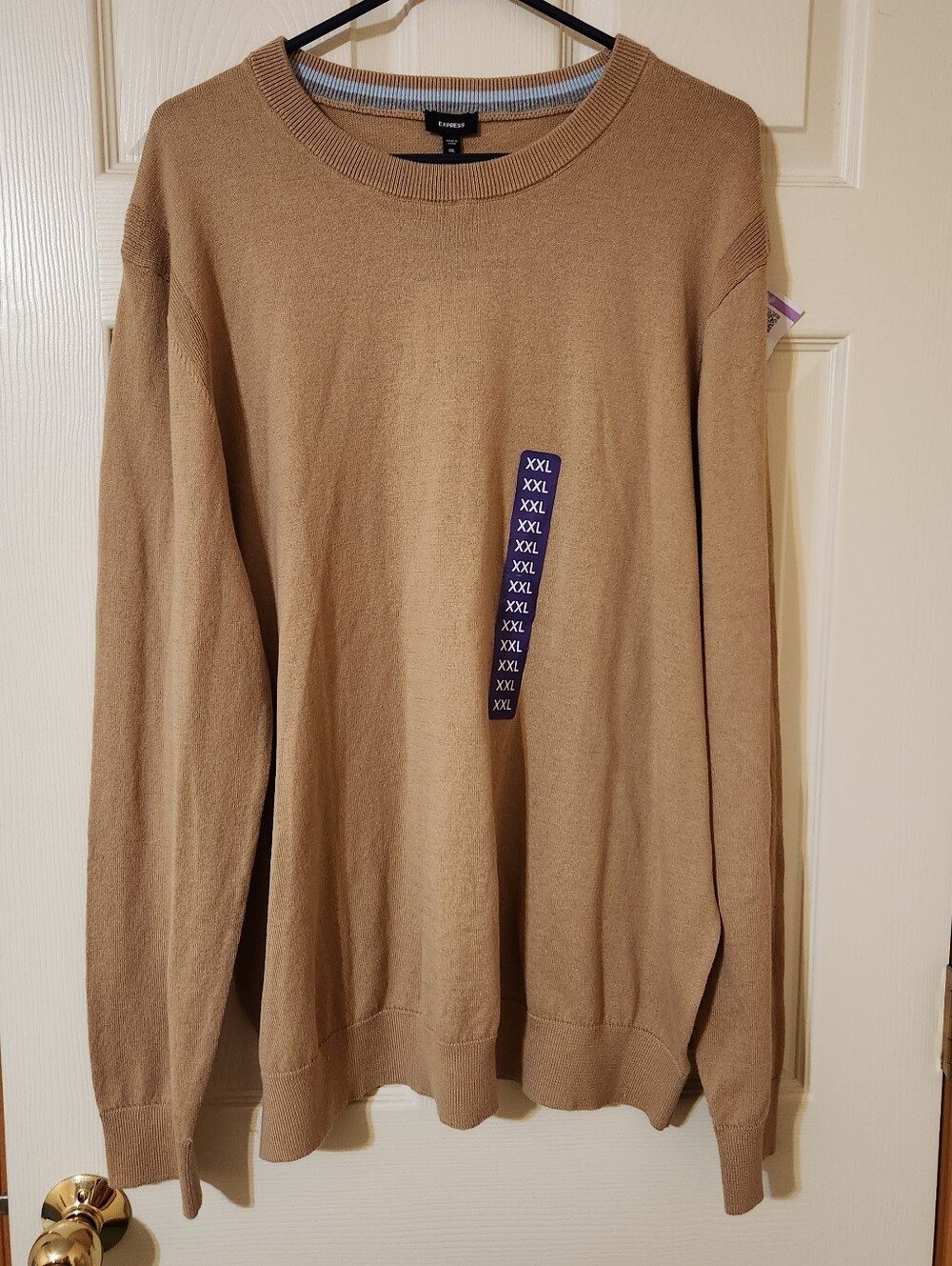 NWT Express Men’s XXL Camel Brown Lightweight Knit Crewneck Pullover Sweater